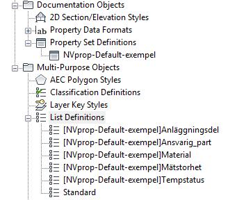 Property set definitions (5.1) Property set definitions kan innehålla flera styles med definitions.
