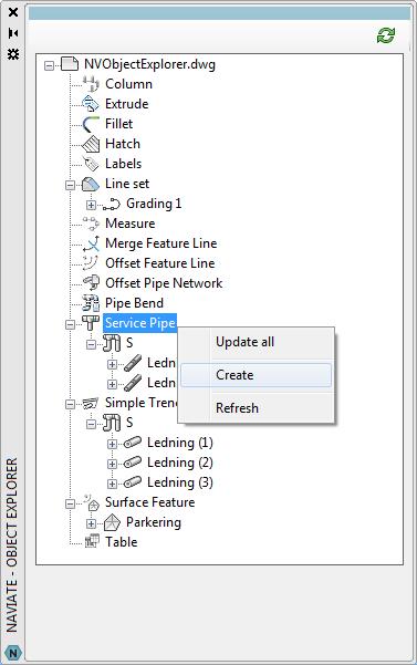 Naviate Object Explorer (6.2) Naviate Object Explorer displays Naviate objects, which exist in the drawing, and their relations.
