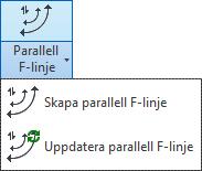 Skapa parallell F-linje (4.1) Kommando: NVOFFSETFEATURE Skapar en dynamisk parallell Feature Line (F-Linje) längs vald Feature Line.