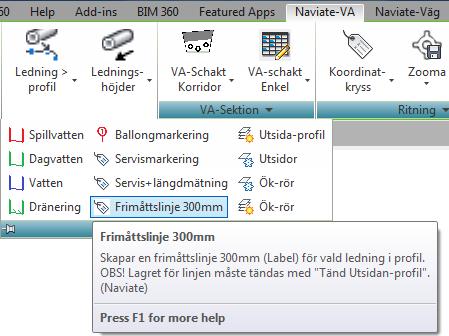 Själva frimåttet ställs in i en beräkning (Expression) i Toolspace > Settings > Pipe > Label Styles > Plan Profile > Expressions.
