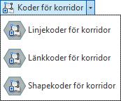 Linjekoder, Länkkoder, Shapekoder för korridor (5.2) Tre funktioner som fungerar på samma sätt men med olika objekttyper.