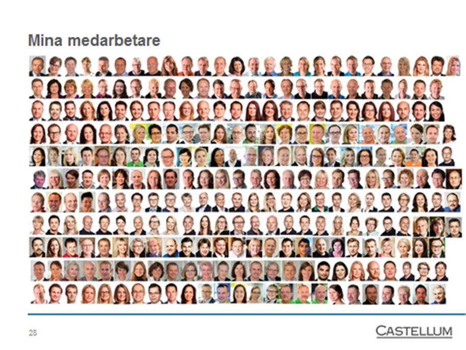 Det som gör detta möjlig är vår organisation d v s alla anställda. Vi lyckas hålla ordning på 626 fastigheter och ta hand om 4 600 kunder genom att våra medarbetare känner att man trivs och utvecklas.