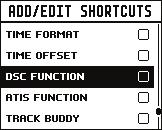 Genvägsalternativen som finns tillgängliga på den här sidan lyder under val som gjorts i ADD/EDIT SHORTCUTS (lägg till/redigera genvägar).