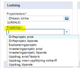 3 (17) Välj aktuell Projekttyp ur lista.