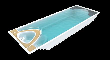 82 har två sittplatser i bortre gaveln. Baby Pool, XL o XXL har hel sittbänk längs bortre gaveln.