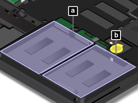 Kortplats Fackets etikett på datorn a Kortplats 1 ATA HDD1 b Kortplats 0 ATA HDD0 Motsvarande menyval i ThinkPad Setup Så här byter du ut hårddisken: 1.