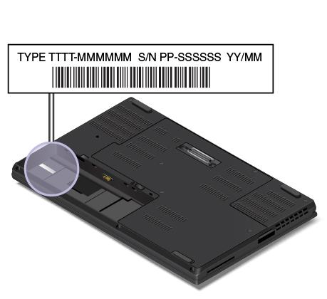 Information om FCC ID- och IC-certifiering FCC- och IC-certifieringsinformationen hittar du på en etikett som sitter på datorn, som i följande bild.