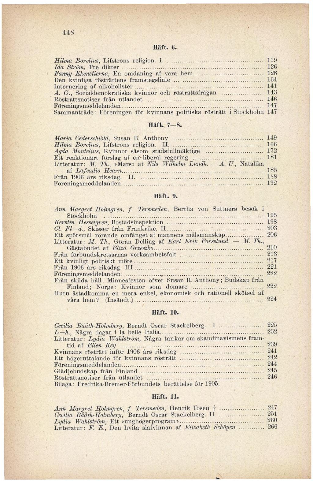448 Haft. 6. Hilma Bordine, Lifstrons religion. 1... 119 Ida Ström, Tre dikter... 126 Fanny Ekenetierna, En omdaning af våra hem... 128 Den kvinliga rösträttens framstegslinie.