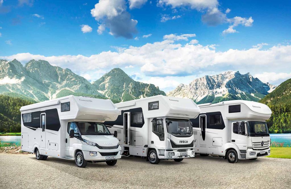 ALKOV-MODELLER PÅ IVECO OCH MERCEDES INNEHÅLL 4 STANDARDUTRUSTNING Concorde Cruiser är en alkov i det absoluta lyxsegmentet med generös rymd, kvalitet, storlek, och utrustning i absolut toppklass.