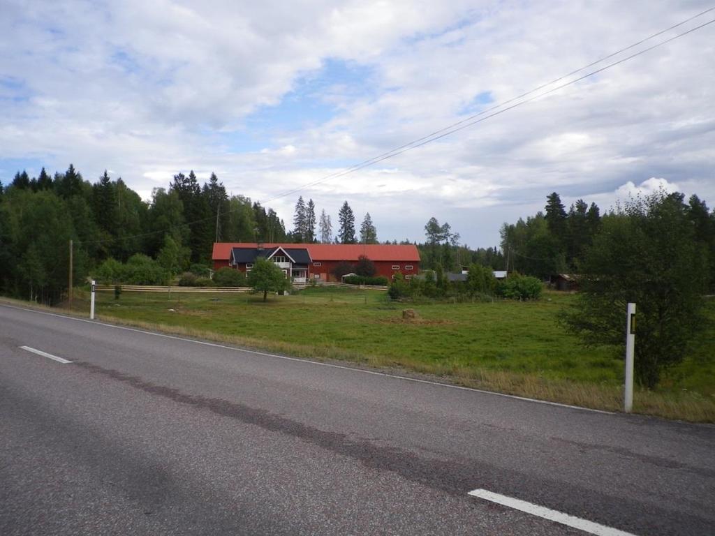 Figur 4. Gård vid Nyvallen För att undvika ett hårt intryck och för att anpassa vägen till landskapet på ett naturligt sätt får slänterna inte täckas med kross eller makadam.