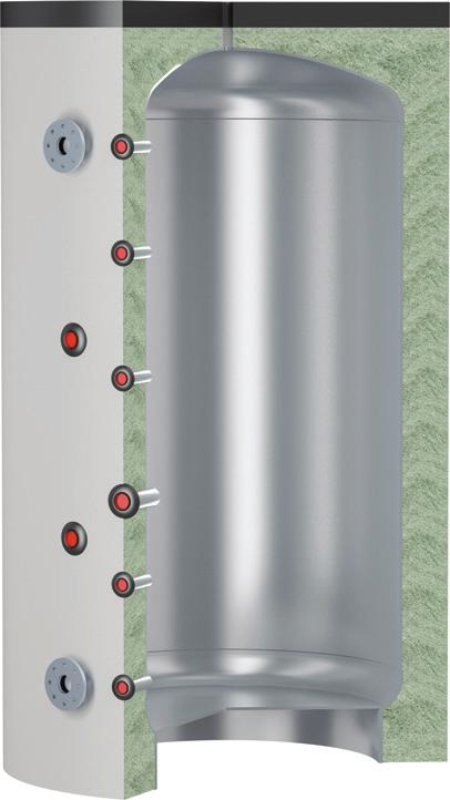 PUFFER COMPACT F Volymtank, med flänsade anslutningar TEKNISK BESKRIVNING arna har utformats för effektiv lagring av värmeenergi i vattenburna värmesystem, samt för att optimera värmekällornas (ex.