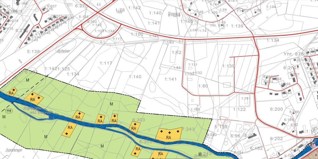 6 Bild 4: Utdrag ur strandgeneralplanen för Esse å. Detaljplanområdet ungefärliga avgränsning är anvisat med röd streckad linje. 3.