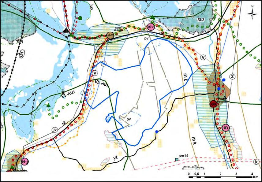 FCG DESIGN OCH PLANERING AB MILJÖKONSEKVENSBESKRIVNING 134 (263) I Petalax by har det i landskapsplanen angetts ett område för energiförsörjning (en).