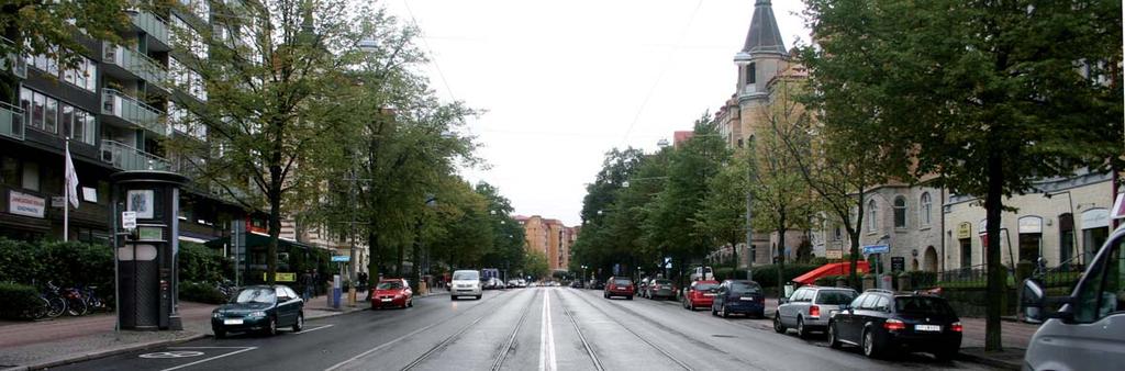 Luftlinorbelysning Träden på Linnegatans södra del där finns mer utrymmet mellan gatan och fasader Majorsgatan