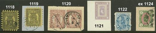 F 6500 (Photo page 33) 2.000:- 1117 7v 5 C 3 1873 Coat-of-Arms Finnish values 10 p black on ordinary brown-yellow paper, rouletted type III.