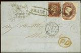 300:- 1495K 8, 10 1850/55 Queen Victoria 1 penny red-brown small lot 6 stamps die II, alphabet II. Mi 8 IIIA (small crown) three copies. Mi 10Bx three copies on different papers.