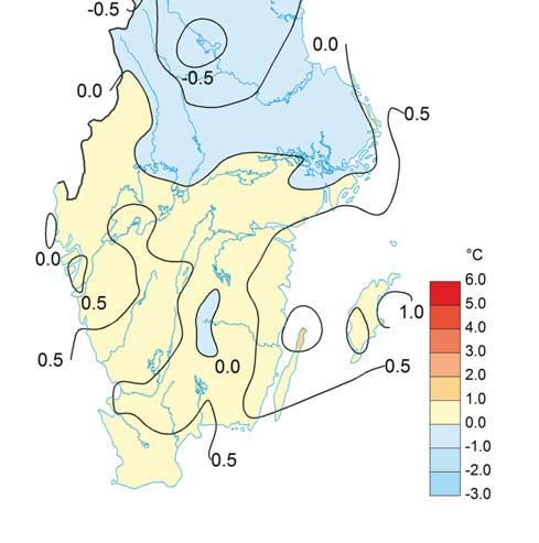 AVVIKELSE MEDELTEMPERATUR JUNI MÅNAD Temperatur & nederbörd I juni föll stora regnmängder över hela södra
