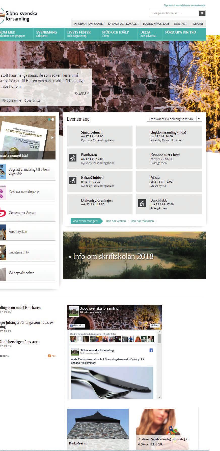 Huvudmenyer Här hittar du mer information t.ex. om församlingens verksamhet, kontaktuppgifter och kyrkan.