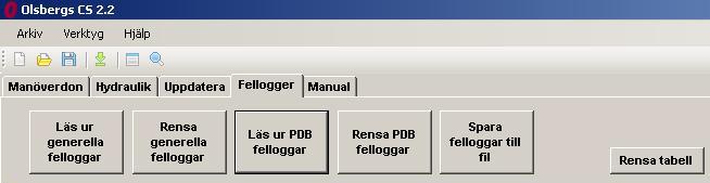 Spara felloggar till fil Sparar ned felloggarna till en fil Bild 98. Val.