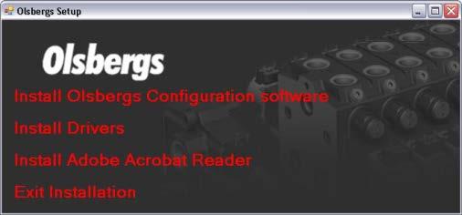 När installationsprogrammet startar visas en ruta enligt bild 2. Klicka på Install Olsbergs Configuration software, detta startar i sin tur installationsprogrammet för.
