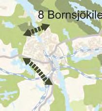 Södertälje tätort ligger mellan Bornsjökilen i norr och Hanvedenkilen i söder.