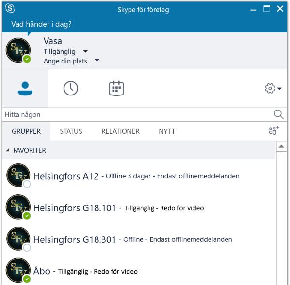 VIDEOKONFERENS MED SKYPE FÖR FÖRETAG Starta Skype för företag På datorerna i SFV:s möteslokaler finns Skype för företag och vanliga Skype installerade.