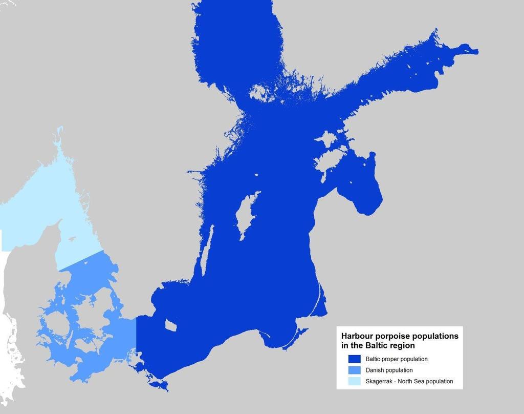 Påverkan av Kattegatt Offshore på tumlare Tumlarpopulationer i Östersjöregionen Östersjön Gap Area Skagerrak-Nordsjön Figur 3. Ungefärliga populationsgränser för tumlare i Östersjöregionen.