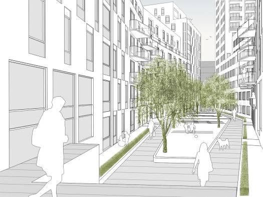 7 (22) Dp 2009-02013-54 Kvartersgården Ny bebyggelse En förutsättning för detaljplanens bestämmelser för ny bebyggelse är att E4/E20 och Värtabanan intunnlas.