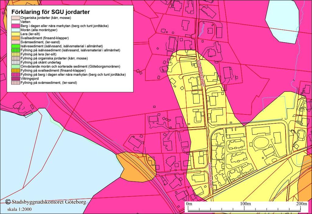 4.2 Jordlagerförhållanden Jordartskartan visar att fastigheternas sydvästra och centrala del utgörs av fastmarksområde, se Figur 4.
