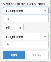 8(18) 3.1.3. Filtreringsalternativen Här kan man välja att visa anställningar där t.ex. innehållet i en viss kolumn börjar med ett visst eller vissa värden osv osv.