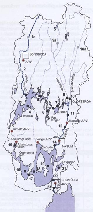 Vattendragssträckor Skräbeån, Holjeån,