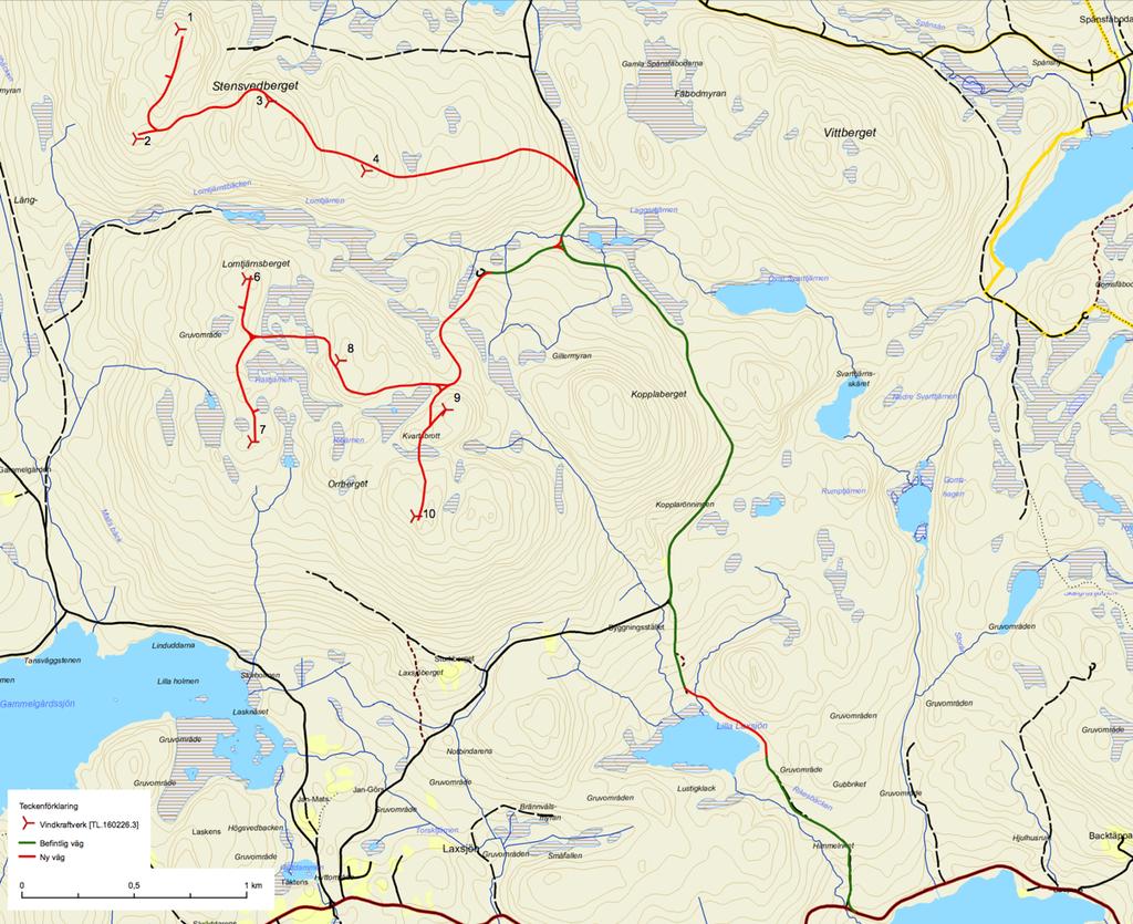 PROJEKTBESKRIVNING ORRBERGET 3/5 Laxsjö. Borlänge och Ludvika ligger ca 20 km nordost respektive ca 25 km söder om vindkraftsområdet.