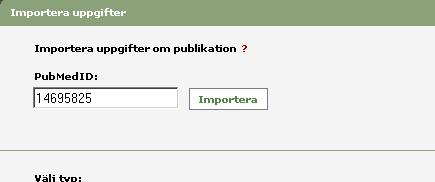 5. Den eller de referenser som du har importerat visas under Lista importerade uppgifter. Radera en referens från listan.