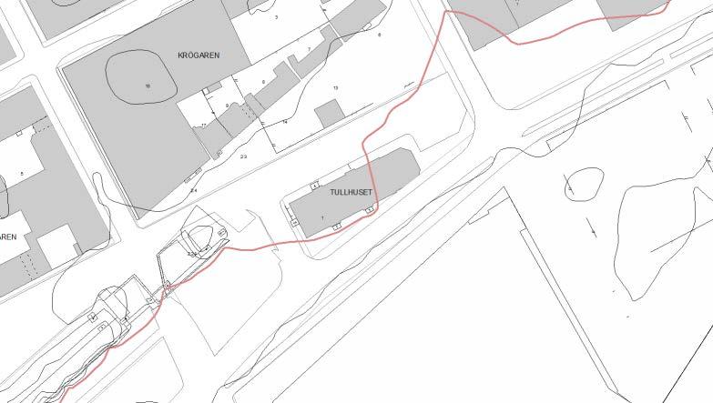Den mörkt rosa linjen markerar 2,5 meter höjdkurva Om ett 20-års regn skulle komma och havsnivån har stigit till 1,5 meter