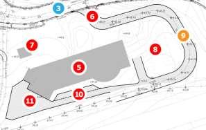 SIDA 10/17 är busshållplatsen 60 meter från entrén, medan den nya tunnelbanans uppgång är närmare 500 meter ifrån den nya stationen, genom kuperat landskap).