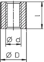 Måttuppgifter reservdelar Övre och undre tätningsring KX-GT Dimension DN 10/15 20 25 32 40 50 D 23,5 30 38 45 58 70 d 15 20 25 30 40 50 I 8 9,3 10,6 14,6 14,6 16 Gängad bussning DN 40-50 VIII, Xc