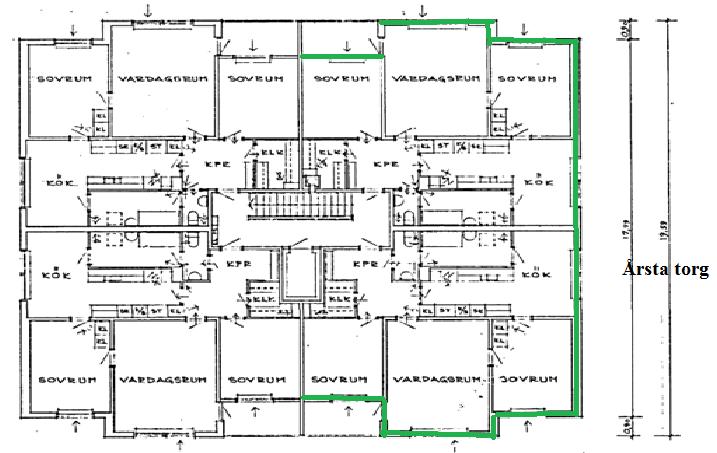 RAPPORT 734622 2017-05-24 7 (7) De grönmarkerade lägenheterna mot Årsta torg