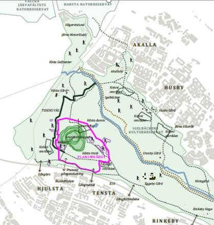 Sida 3 (19) Illustration över det område som planläggs för den nya begravningsplatsen på Järvafältet.