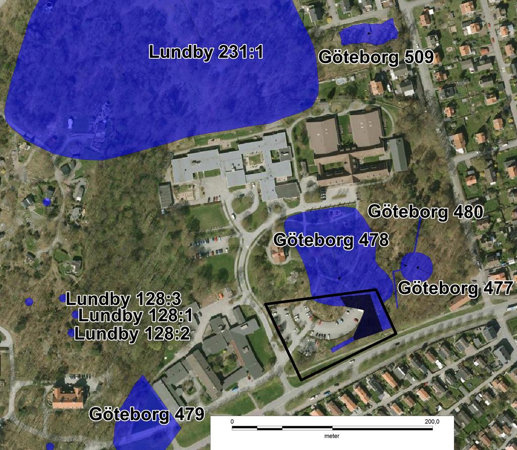 Göteborgs stadsmuseum TOPOGRAFI OCH FORNLÄMNINGSMILJÖ Strax öster om Göteborg 478 finns boplatsen Göteborg 477 (figur 3). Den daterades vid arkeologisk utredning år 2010 till stenålder.