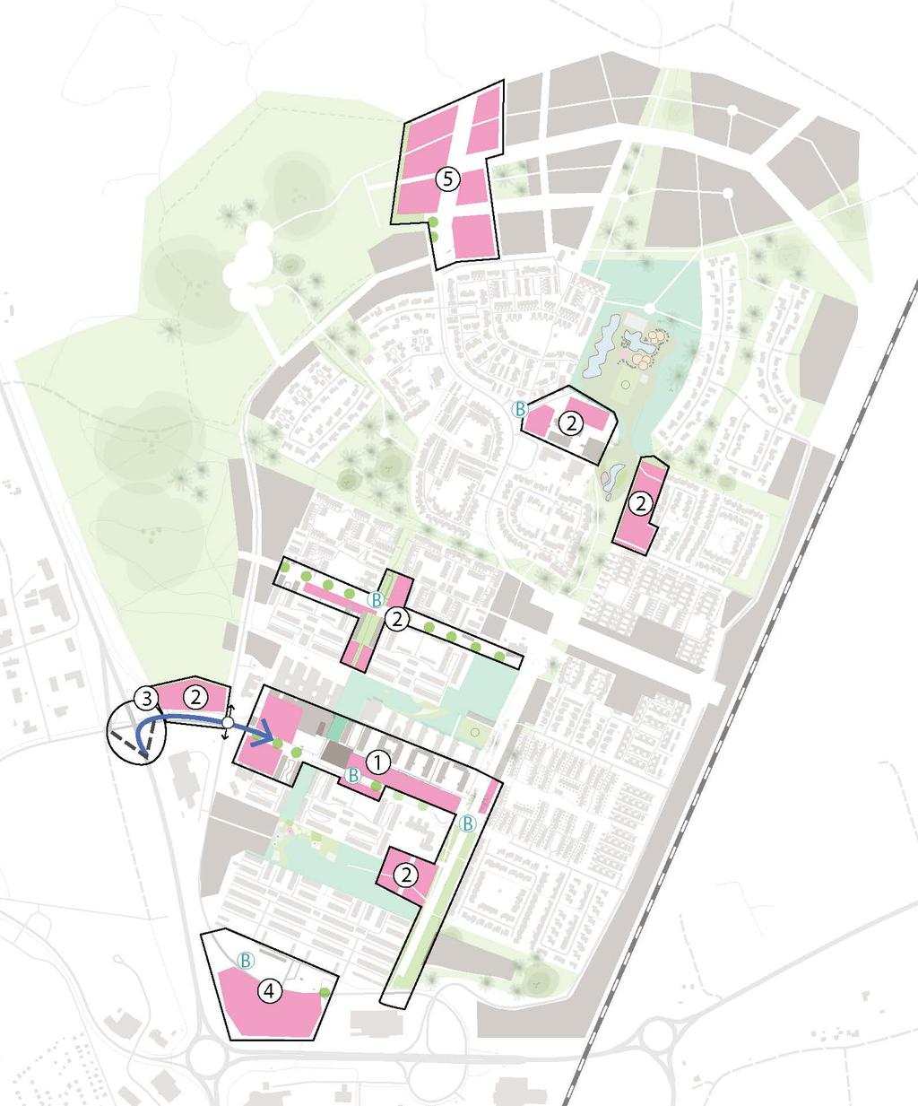 Inom 20 år (2025-2040) Ett väl utbyggt centrum, ytterligare förtätning, investering infrastruktur, verksamheter i söder och så småningom nya bostäder och verksamheter i norr är prioriterade