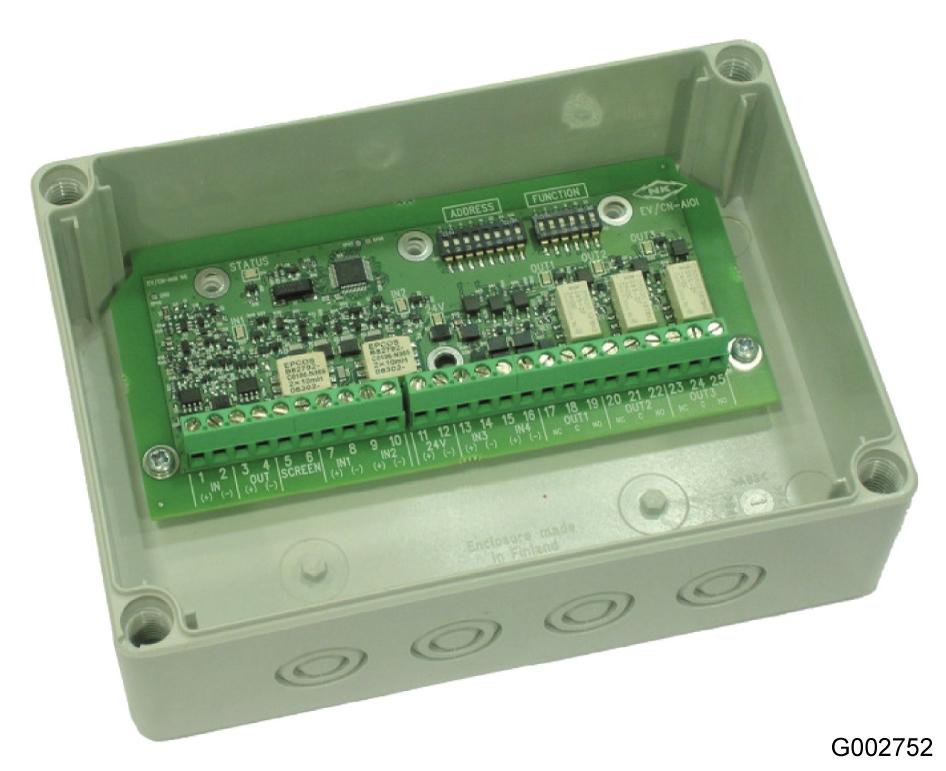 1(8) DATABLAD Styr- och indikeringsenhet CN-AIOI Del nr 023261 System: FG5000, FG500 Allmän beskrivning CN-AIOI är en adress-/styrenhet med flera funktioner i slingan, idealisk som adressenhet till