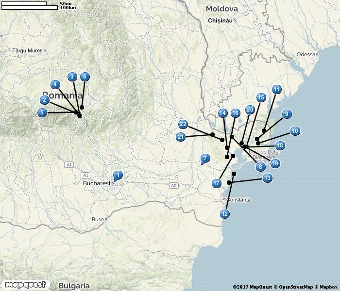 RUMÄNIEN 1. Bucarest 2. Zarnesti 3. Bran, Romania 4. Piatra Craiului NP 5. Coltul Chiliilor 6. Stramba Valley 7. Hazarlac Lacul 8. Tulcea 9. Danube Delta 10. Caraorman 11.