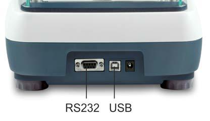 9 Gränssnitt (utom modellarna EWJ-SM) Gränssnitten medger utbyte av vägningsdata med ansluten periferiutrustning. RS -232 gränssnitt USB-gränssnitt för anslutning av dator Menyinställning, se avs. 8.