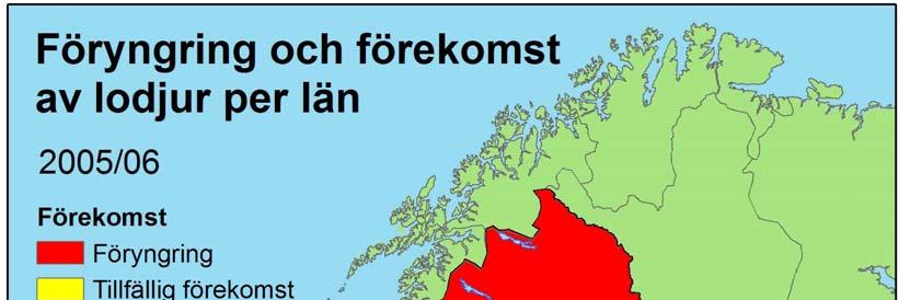 Figur 2. Kartan visar antalet föryngringar (familjegrupper) av lodjur 2005.