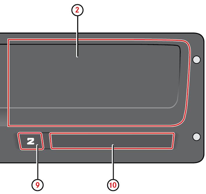 Användargränssnitt Användargränssnitt Den färdskrivare som beskrivs i den här handboken har två kortfacksmekanismer, en skrivare, en LCDdisplay, en kalibrerings-/nedladdningsanslutning (6- polig