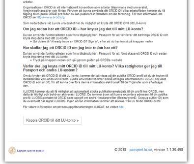Längst ner på sidan klickar du på knappen Koppla ORCID till ditt