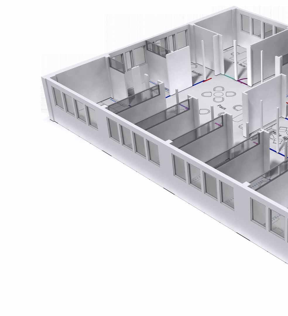 Ett rum kan bestå av glasade partier med dörrar och täta väggar Glasade partier Dörrenheter Täta väggar FLEX GLASSLINE eller FLEX WOODLINE. FLEX FRAME eller FLEX FRAMELESS.