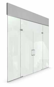 PRODUKTFAKTA FLEX GLASSDOOR PRODUKT BESKRIVNING FLEX dörrar av glas består av en härdad glasskiva som utgör dörrbladet, denna kan förses med lås och trycke.