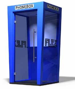 PRODUKTFAKTA FLEX PHONEBOX PRODUKT BESKRIVNING UTFÖRANDE Fristående, mobilt rum för enskilda samtal. Sidoväggarna är monterade med lutning för förbättrad ljudkomfort och upplevelse.