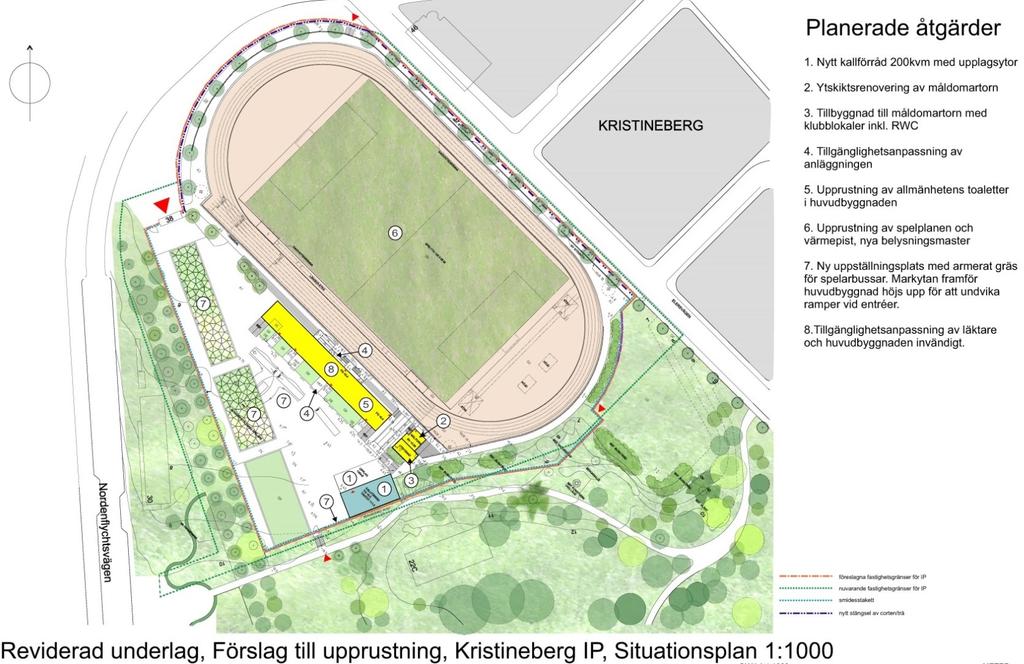 Sida 4 (6) Minskning av antalet syntetbelagda rundbanor från 6 stycken till 4 stycken och omläggning av allvädersbeläggningen.